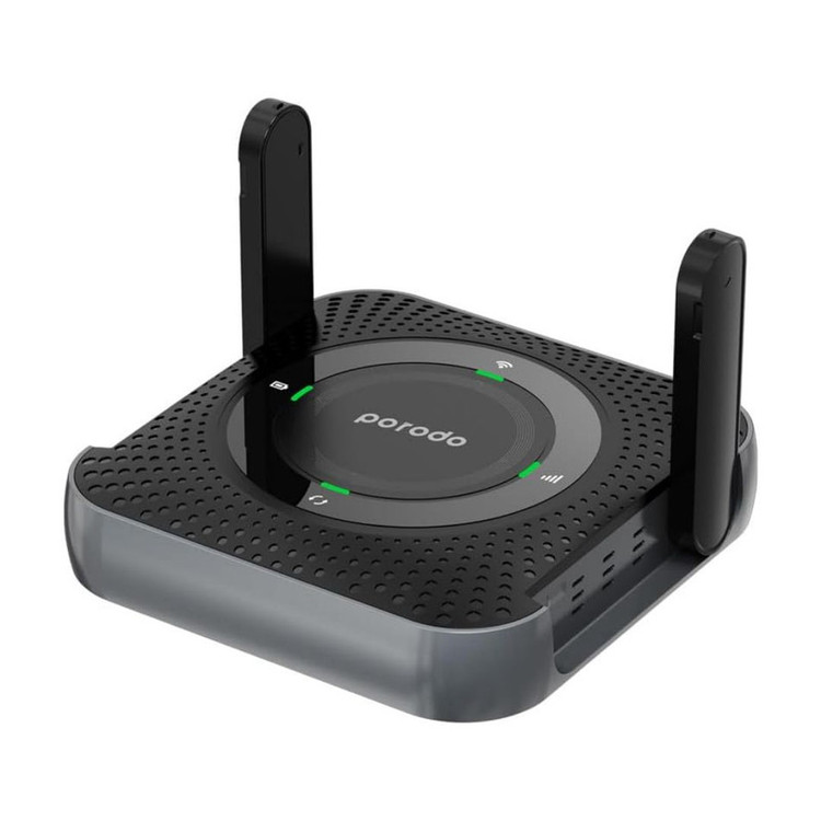 مودم روتر قابل حمل پرودو مدل PD-4GCPME-BKGY با پشتیبانی 4G LTE، باتری 4000 میلیآمپرساعتی با شارژدهی 12 ساعت، اتصال همزمان تا 10 دستگاه، پورت LAN و فرکانس 2.4 گیگاهرتز