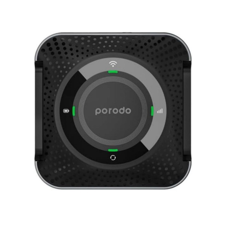 مودم روتر قابل حمل پرودو مدل PD-4GCPME-BKGY با پشتیبانی 4G LTE، باتری 4000 میلیآمپرساعتی با شارژدهی 12 ساعت، اتصال همزمان تا 10 دستگاه، پورت LAN و فرکانس 2.4 گیگاهرتز