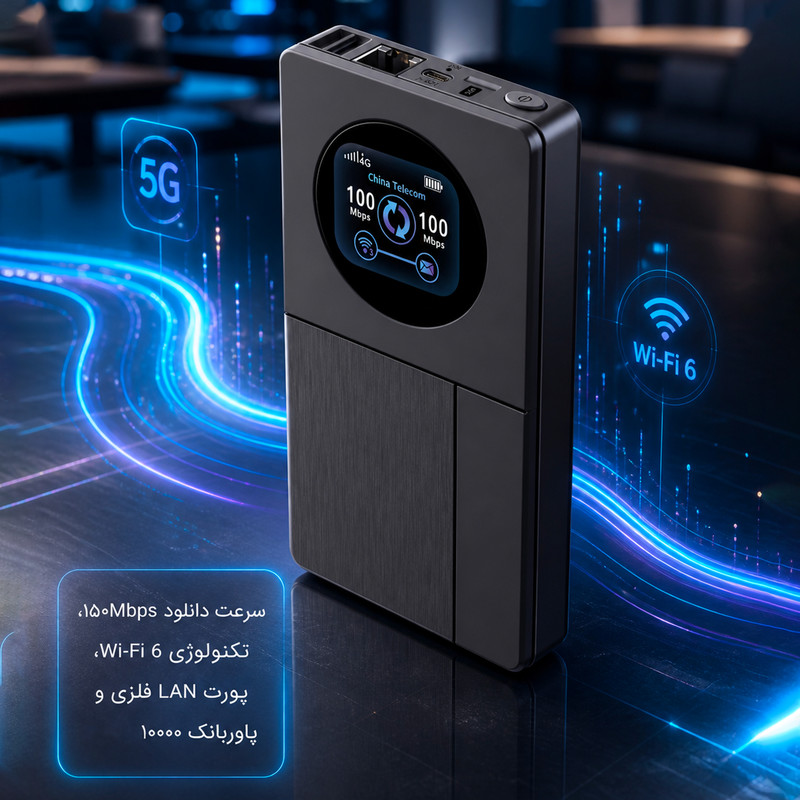 مودم روتر نزتک مدل 99C PLUS 4G با باتری 10000 میلیآمپرساعتی، نمایشگر رنگی، درگاه LAN، پشتیبانی از 10 کاربر و سرعت دانلود تا 150 مگابیت بر ثانیه و آپلود تا 50 مگابیت بر ثانیه
