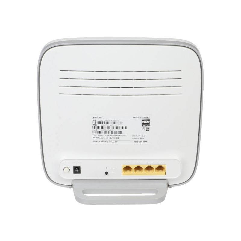 مودم 3G/4G ایرانسل مدل FD-i40-E2 با سرعت 150 مگابیت دانلود و 50 مگابیت آپلود، پشتیبانی همزمان 32 کاربر، اتصال بیسیم و باسیم، 4 پورت LAN و کلید WPS برای اتصال امن و سریع