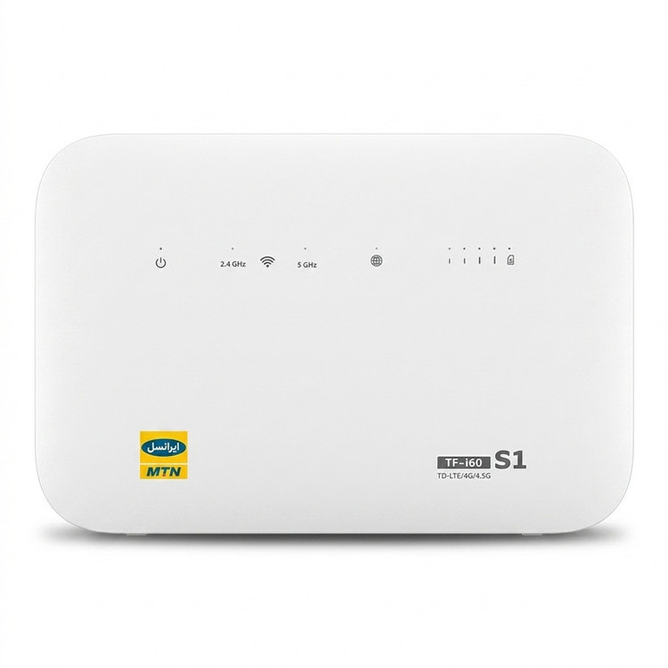 مودم 4G/TD-LTE ایرانسل مدل TF-i60 S1 با پشتیبانی همزمان از 32 کاربر، چهار پورت LAN، 4 SSID مستقل، سرعت دانلود 300Mbps، اینترنت پرسرعت ثابت و همراه با سیم کارت 50 گیگابایت یکماهه