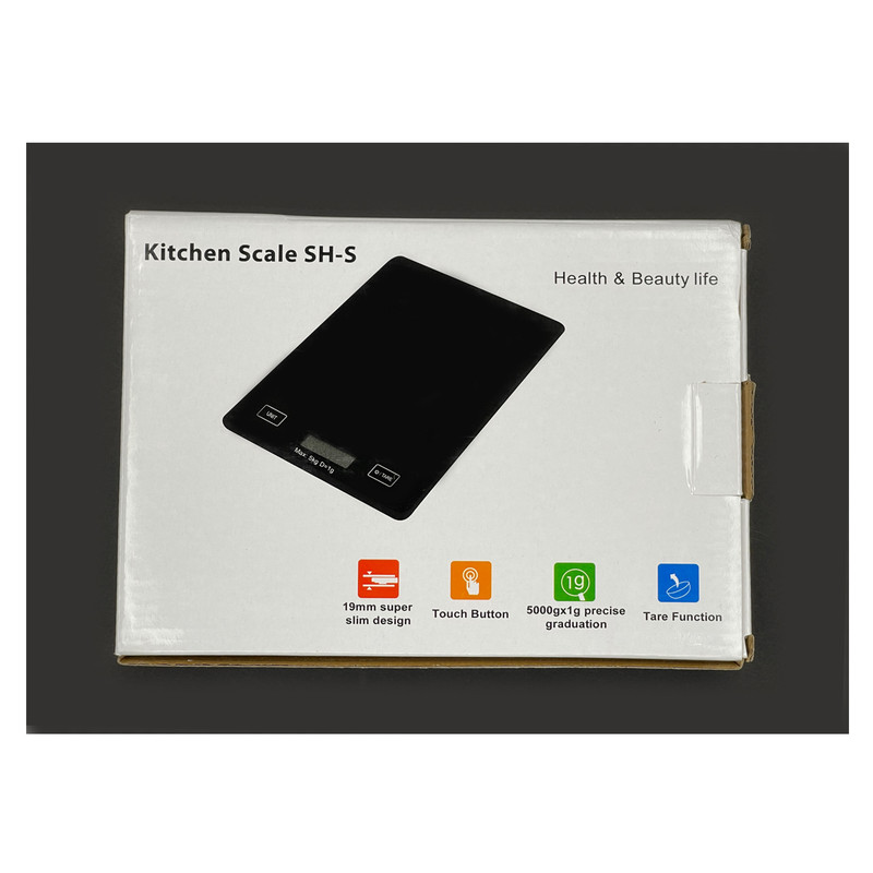ترازو آشپزخانه دیجیتال مدل KITCHEN SCALE SH-S حداکثر ظرفیت قابل اندازهگیری 5 کیلوگرم با دقت اندازهگیری 1 گرم