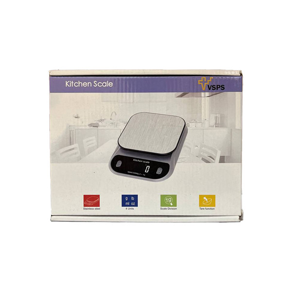 ترازو آشپزخانه دیجیتال وی اس پی اس مدل VSPS حداکثر ظرفیت قابل اندازهگیری 5 کیلوگرم با دقت اندازهگیری 1 گرم