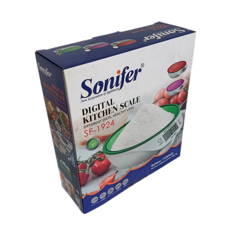 ترازو آشپزخانه دیجیتال سونیفر مدل SF-1924 حداکثر ظرفیت قابل اندازهگیری 5 کیلوگرم با دقت اندازهگیری 2 گرم