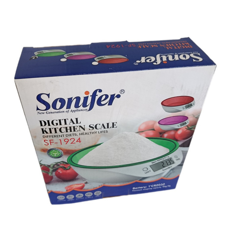 ترازو آشپزخانه دیجیتال سونیفر مدل SF-1924 حداکثر ظرفیت قابل اندازهگیری 5 کیلوگرم با دقت اندازهگیری 2 گرم