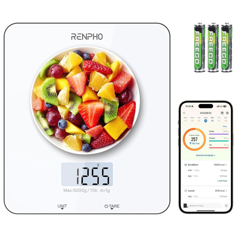 ترازو آشپزخانه دیجیتال رنفو مدل ES-SNG01 حداکثر ظرفیت قابل اندازهگیری 5 کیلوگرم با دقت اندازهگیری 1 گرم