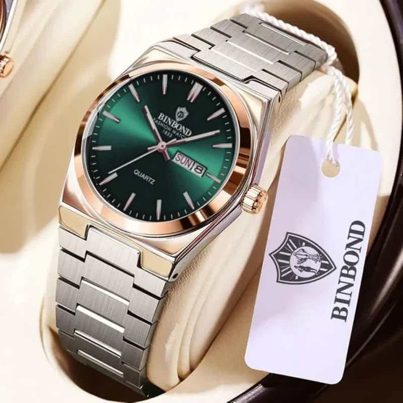 ساعت مچی عقربهای کوارتز مردانه بین باند مدل قفل مخفی 1853 کد 010