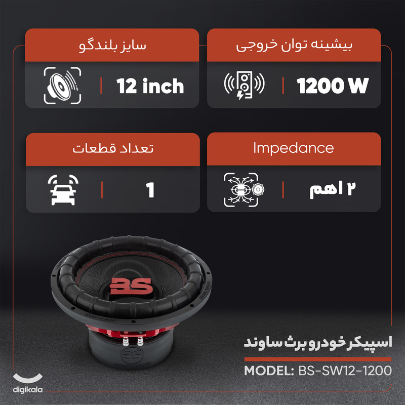 اسپیکر خودرو صدای نفس مدل BS-SW12-1200