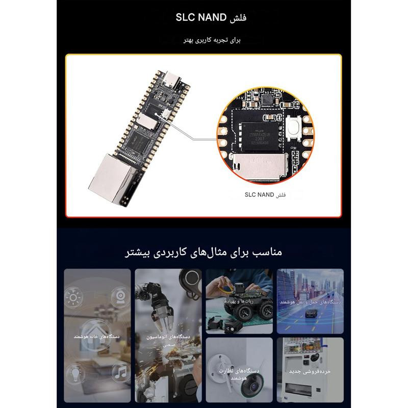 کامپیوتر کوچک مدل Luckfox Pico Plus با پردازنده Cortex RV1103 حافظه FLASH با ظرفیت 128 مگابایت رم DDR2 با ظرفیت 64 مگابایت پردازنده گرافیکی Rockchip