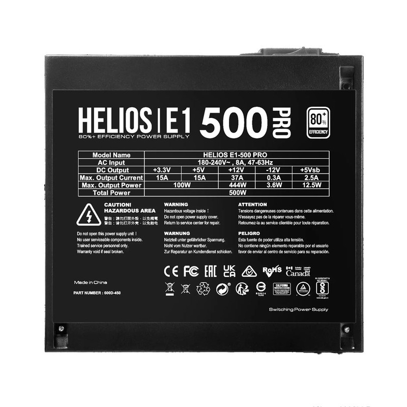 منبع تغذیه کامپیوتر 500 وات گیم دیاس مدل HELIOS E1-500 PRO