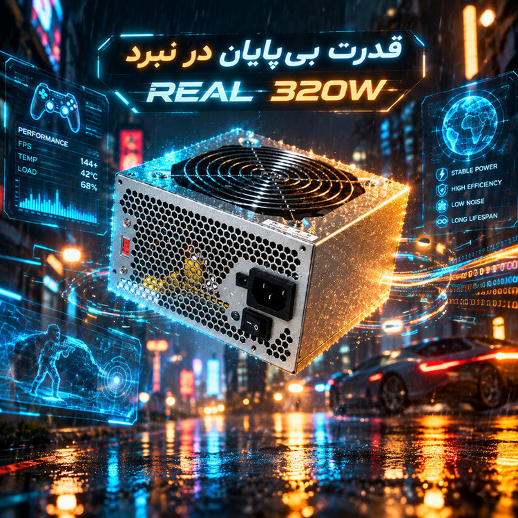 منبع تغذیه کامپیوتر 320 وات مدل Power-320W Real دارای 8 پین گرافیک