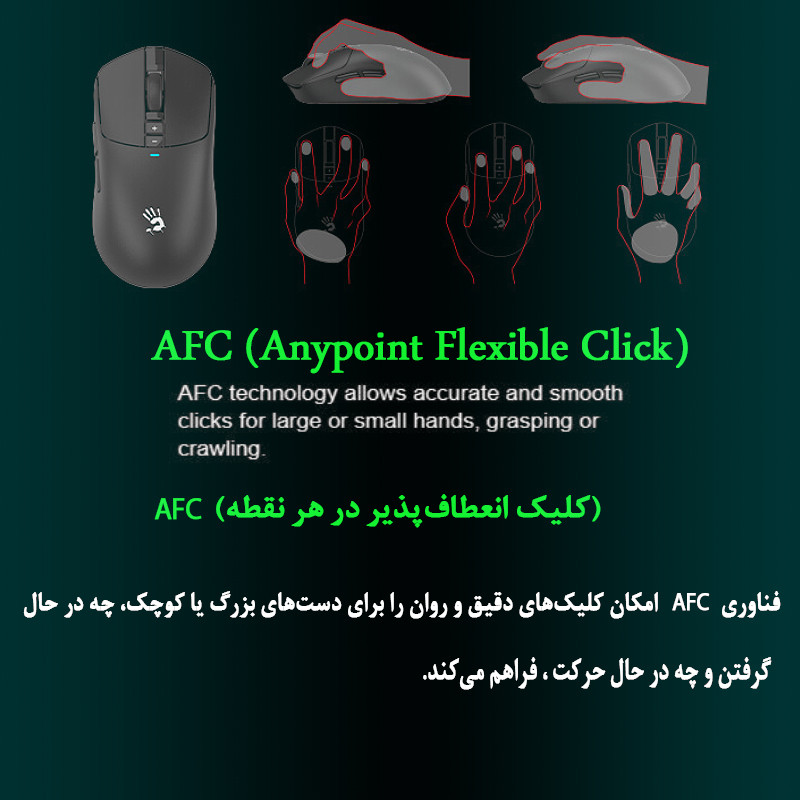 ماوس گیمینگ دوگانه بیسیم و باسیم ای فورتک مدل R72_ULTRA