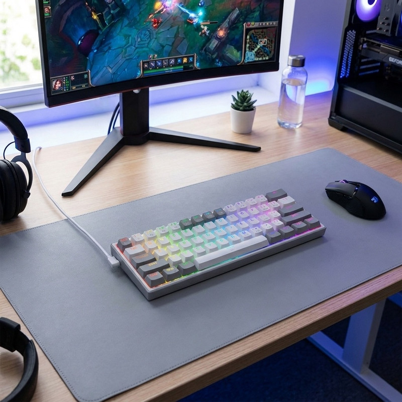 کیبورد مخصوص بازی ردراگون مدل FIZZ K617 WHITE/GREY