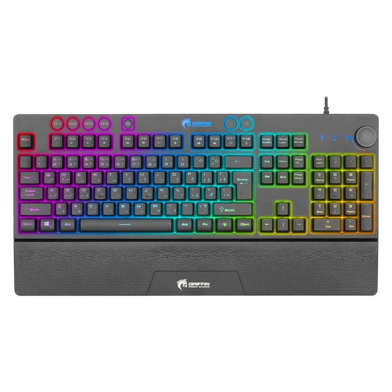 کیبورد مخصوص بازی گرین مدل GK703-RGBسوییچ ممبران ، Full Size، نورپردازی RGB