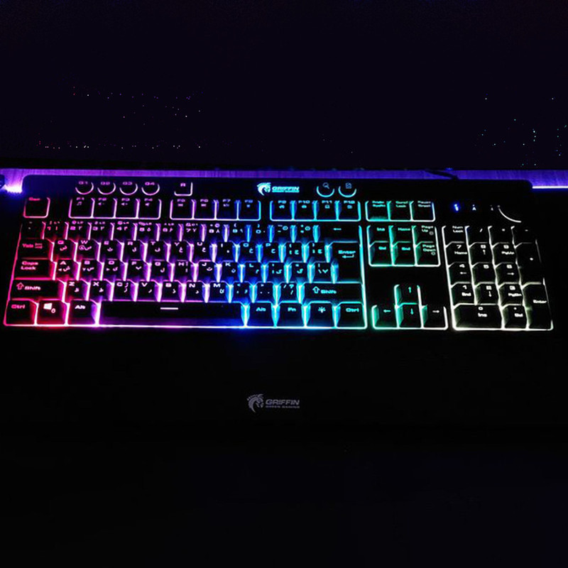 کیبورد مخصوص بازی گرین مدل GK703-RGBسوییچ ممبران ، Full Size، نورپردازی RGB