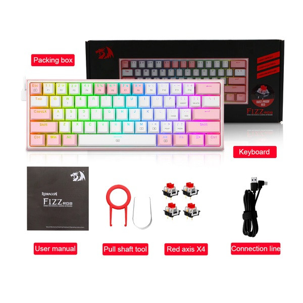 کیبورد مخصوص بازی ردراگون مدل K617 FIZZ RED SWITCH
