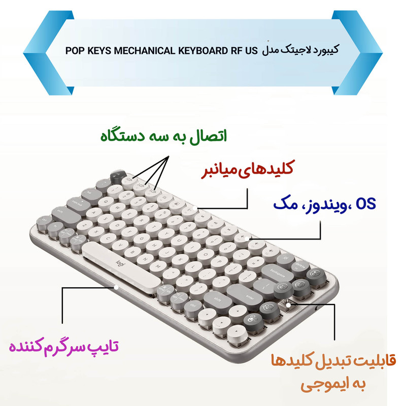 کیبورد لاجیتک مدل POP KEYS MECHANICAL KEYBOARD RF US