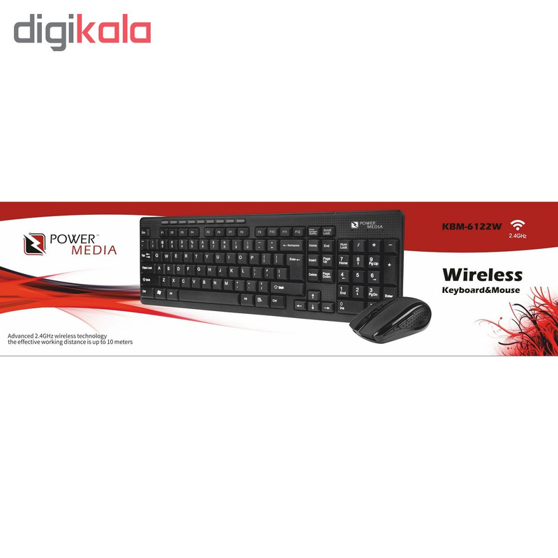 کیبورد و ماوس بی سیم پاورمدیا مدل KBM-6122W