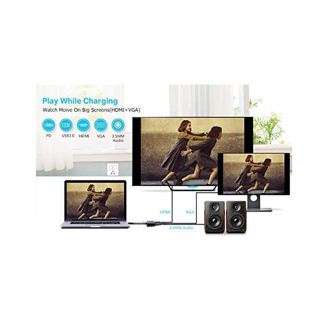 مبدل USB-C به HDMI/VGA/AUX/USB3.0 اونتن مدل OTN-9573S