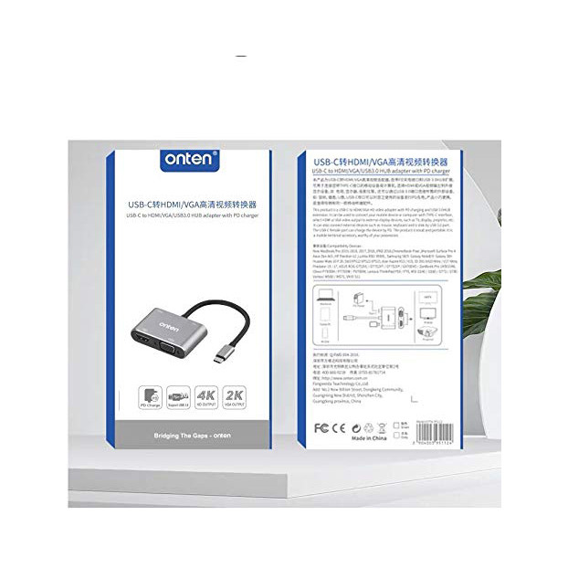 مبدل USB-C به HDMI/VGA/AUX/USB3.0 اونتن مدل OTN-9573S