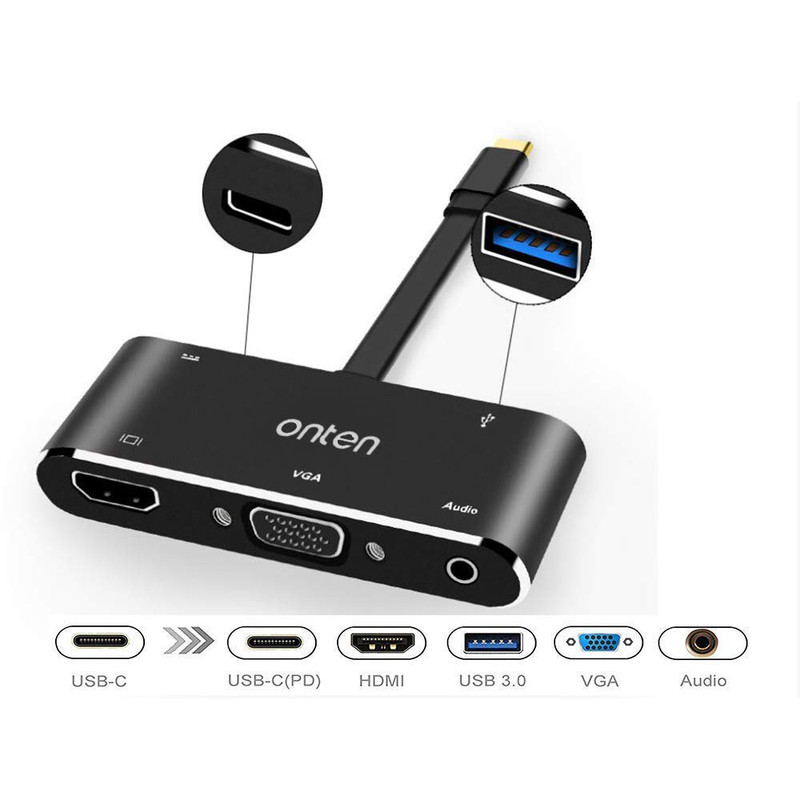 مبدل USB-C به HDMI/VGA/AUX/USB3.0 اونتن مدل OTN-9573S