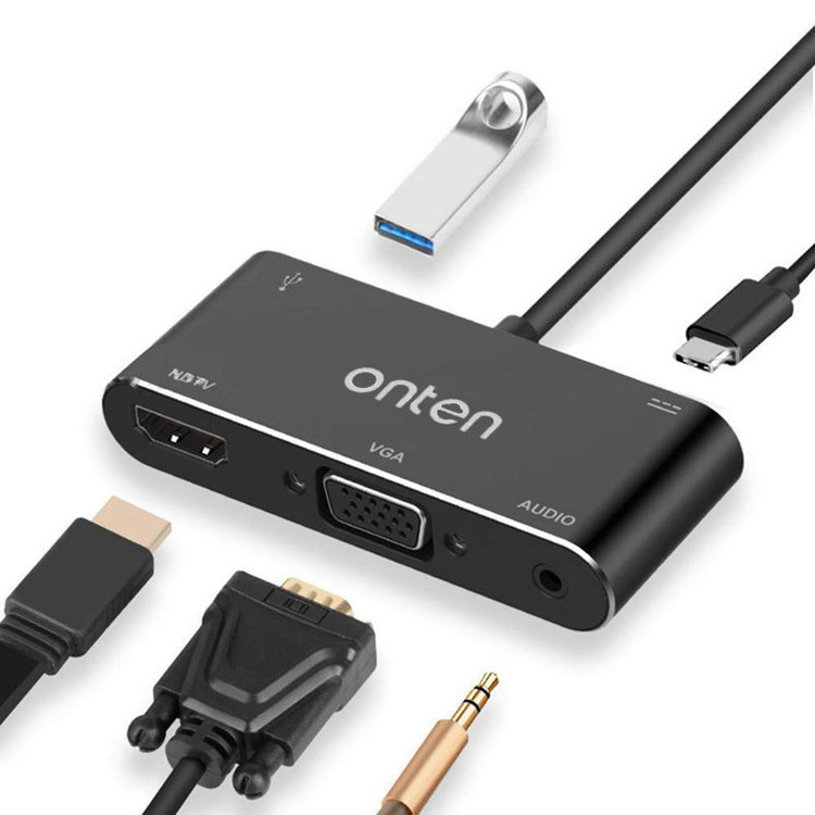 مبدل USB-C به HDMI/VGA/AUX/USB3.0 اونتن مدل OTN-9573S