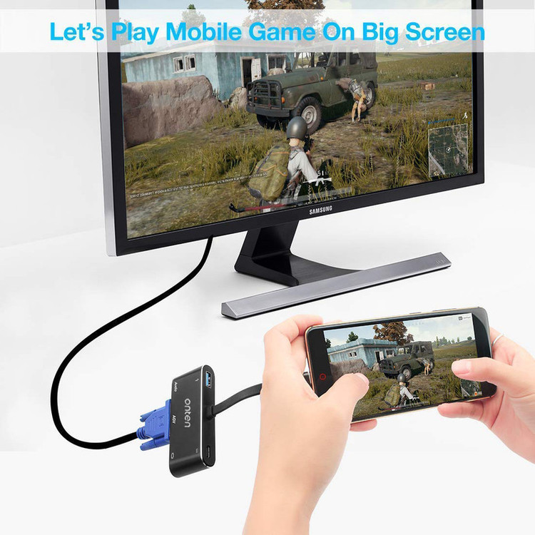 مبدل USB-C به HDMI/VGA/AUX/USB3.0 اونتن مدل OTN-9573S