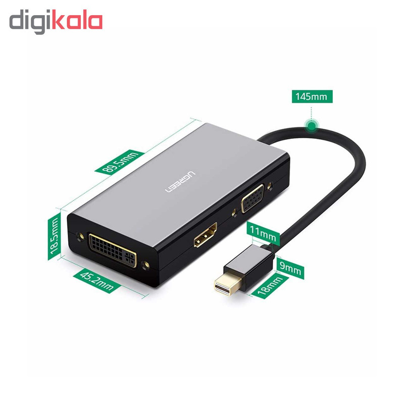 مبدل Mini Display Port به HDMI/DVI/VGA یوگرین مدل 20418