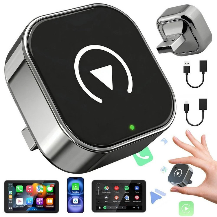کارپلی و اندروید اتو مدل CP/AA-Wifi Box به همراه مبدل USB به USB-C و مبدل USB