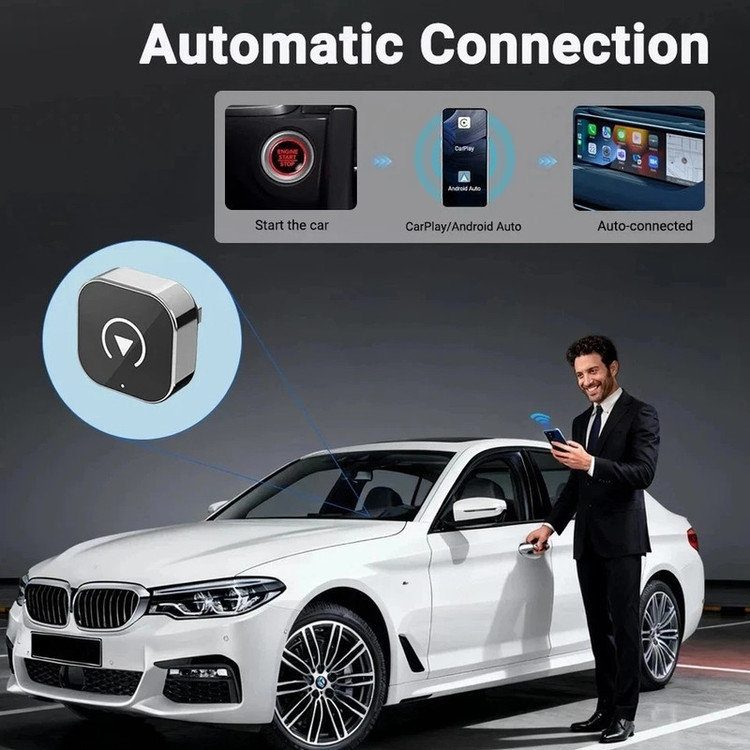 کارپلی و اندروید اتو مدل CP/AA-Wifi Box به همراه مبدل USB به USB-C و مبدل USB
