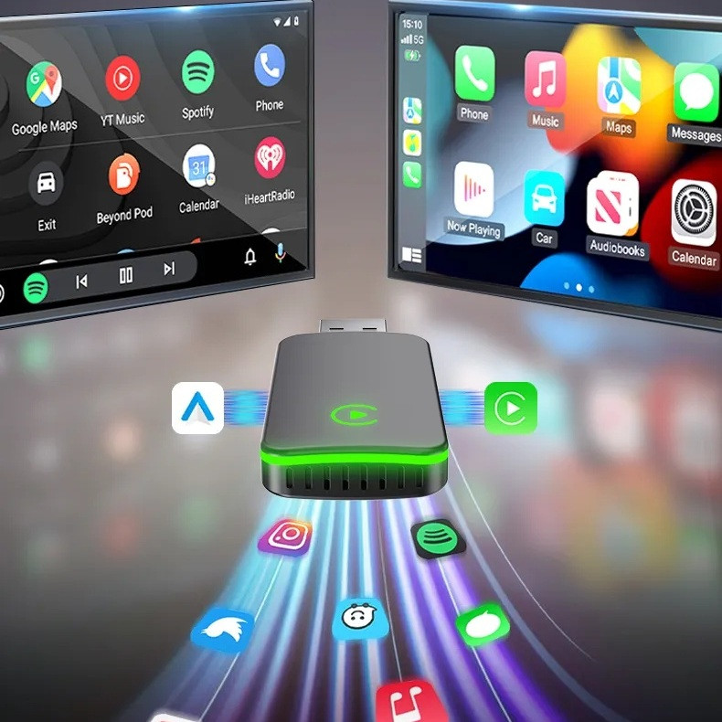 کارپلی و اندروید اتو مدل CP/AA M10 2in1 Carplay/Android Auto به همراه مبدل USB به USB-C