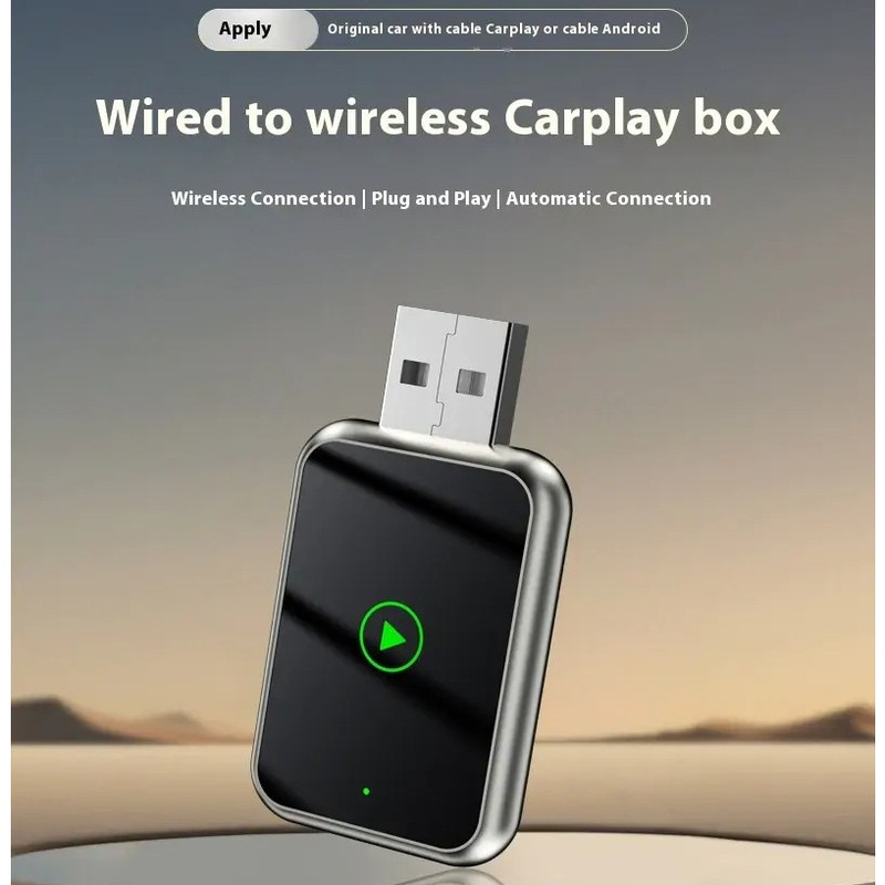 کارپلی و اندروید اتو مدل Wireless CarPlay/Android Auto Q1J به همراه مبدل USB به USB-C