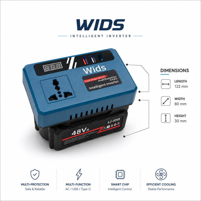 اینورتر تک فاز ویدز مدل شارژی 21V-TO-220V ظرفیت 150 وات