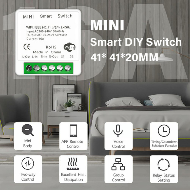 کلید هوشمند توکار مدل WiFi 16A بسته 4 عددی