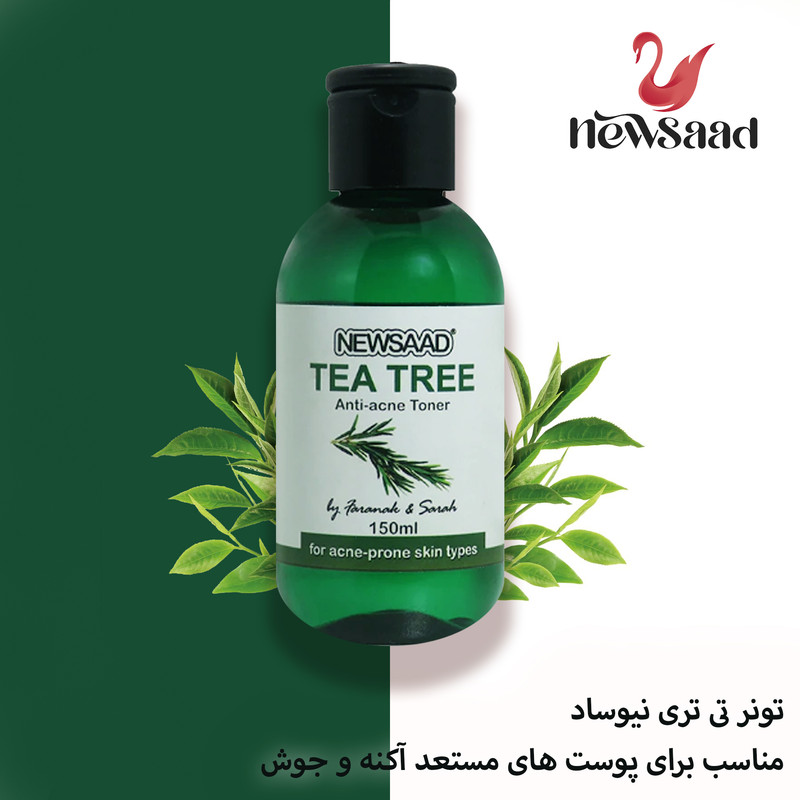 تونر پاک کننده صورت نیوساد مدل Tee Tree مناسب برای پوست آکنه ای حجم 150 میلی لیتر بسته 4 عددی