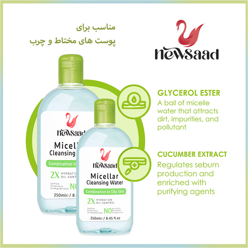 محلول پاک کننده آرایش صورت نیوساد مدل Com-Oil مناسب پوست های چرب حجم 250 میلی لیتر مجموعه چهار عددی