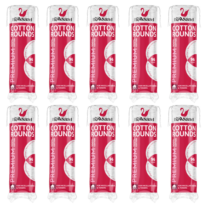 پد پاک‌کننده آرایش صورت نیوساد مدل Cotton-Rounds ده بسته 96 عددی