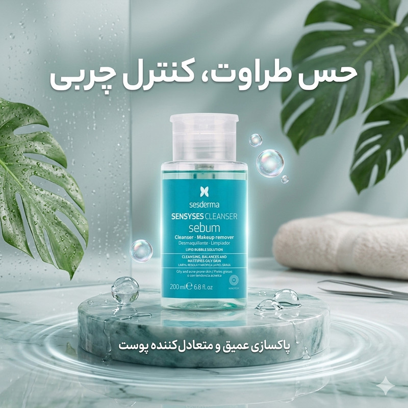 محلول پاککننده آرایش صورت سسدرما مدل SENSYSES مناسب برای پوست چرب و مختلط حجم 200 میلیلیتر