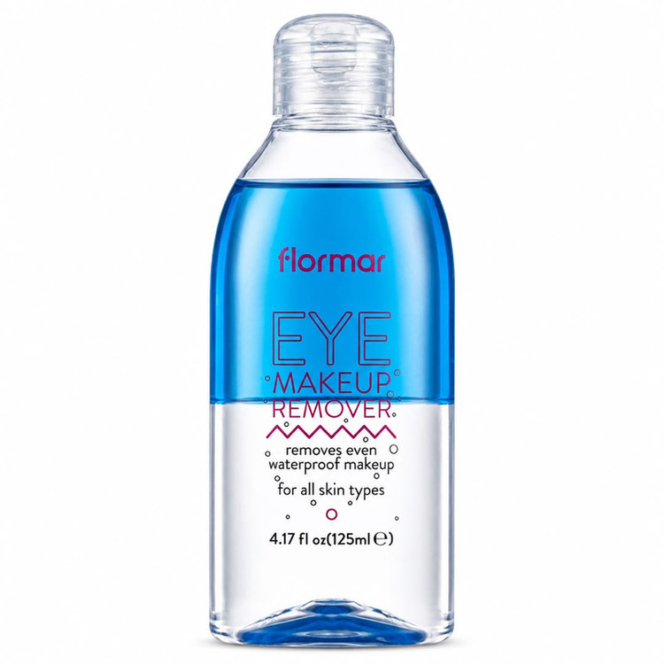 محلول پاککننده آرایش چشم فلورمار مدل EYE Makeup Remover مناسب انواع پوست حجم 125 میلیلیتر