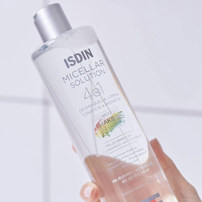 محلول پاک کننده آرایش صورت ایزدین مدل Micellar Solution حجم 400 میلی لیتر