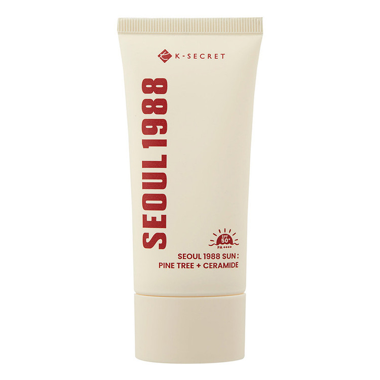 کرم ضدآفتاب بی رنگ صورت کی سکرت spf 50 مدل Seoul 1988 Pine Tree+ Ceramide مناسب برای انواع پوست حجم 50 میلی لیتر