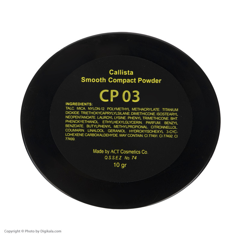 پنکیک کالیستا مدل CP03 با پوششدهی مناسب، جلوه مات، ماندگاری طولانی، عدم ایجاد حس خشکی، حجم 10 میلیلیتر و رنگ پوست روشن، گندمی و متوسط، همراه با آینه