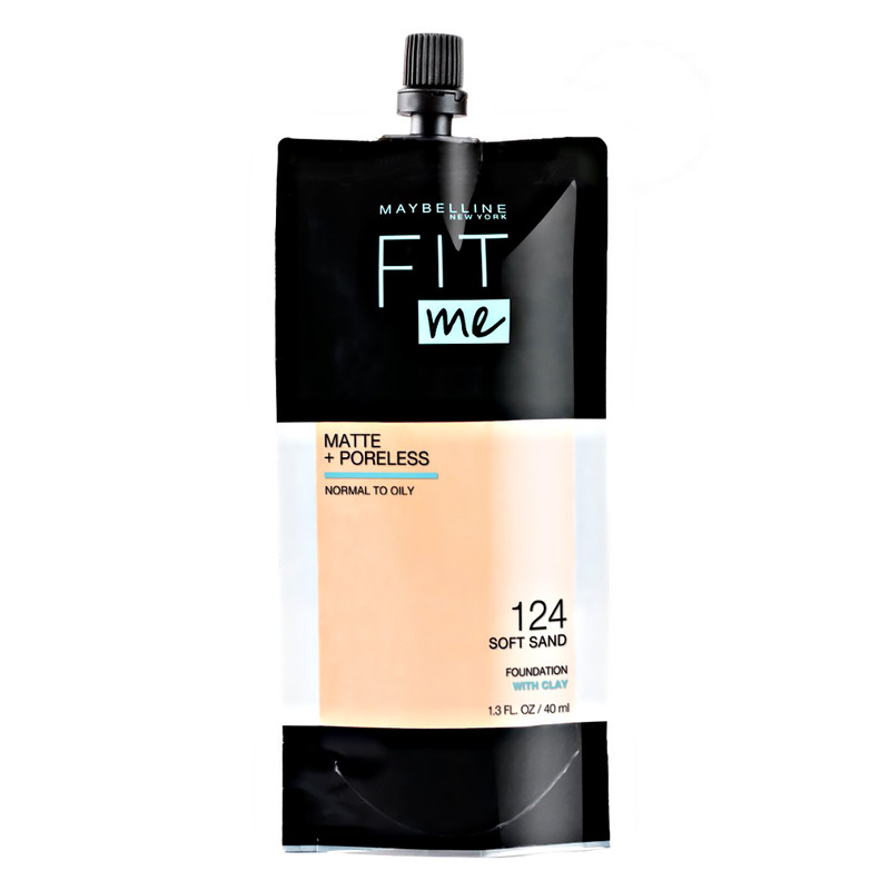 کرم پودر مایع میبلین مدل Fit Me شماره 124 مناسب برای پوست معمولی و چرب حجم 40 میلیلیتر