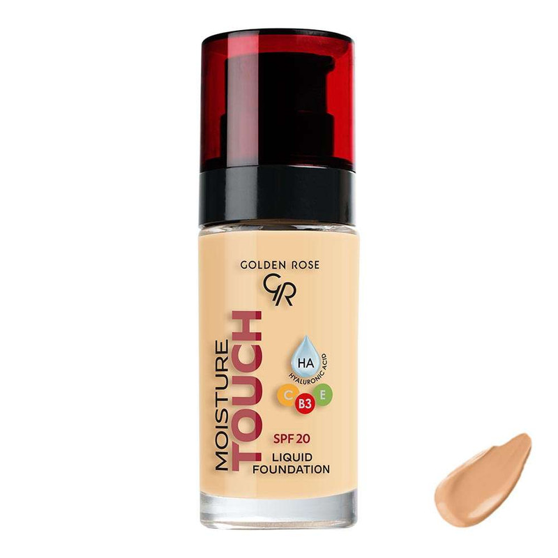 کرم پودر مایع SPF20 گلدن رز مدل Moisture Touch شماره 105 مناسب برای انواع پوست حجم 30 میلی لیتر