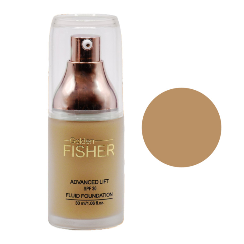 کرم پودر مایع SPF 30 گلدن فیشر مدل Fluid foundation شماره F04 مناسب برای انواع پوست حجم 30 میلی لیتر