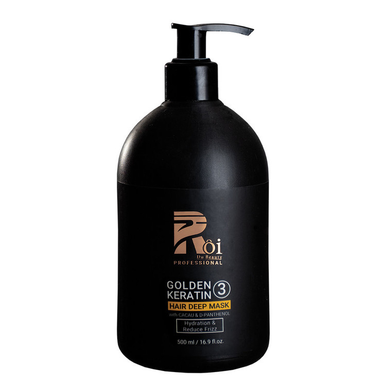 ماسک مو نرم کننده روآ دو بیوتی مدل Golden Keratin-3 مناسب برای مو خشک و رنگ شده حجم 500 میلی لیتر