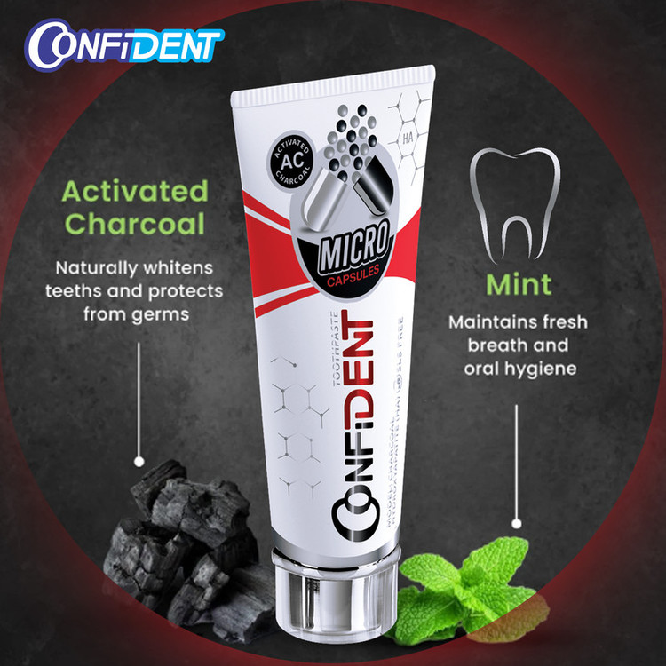 خمیر دندان کانفیدنت مدل Charcoal حجم 100 میلی لیتر