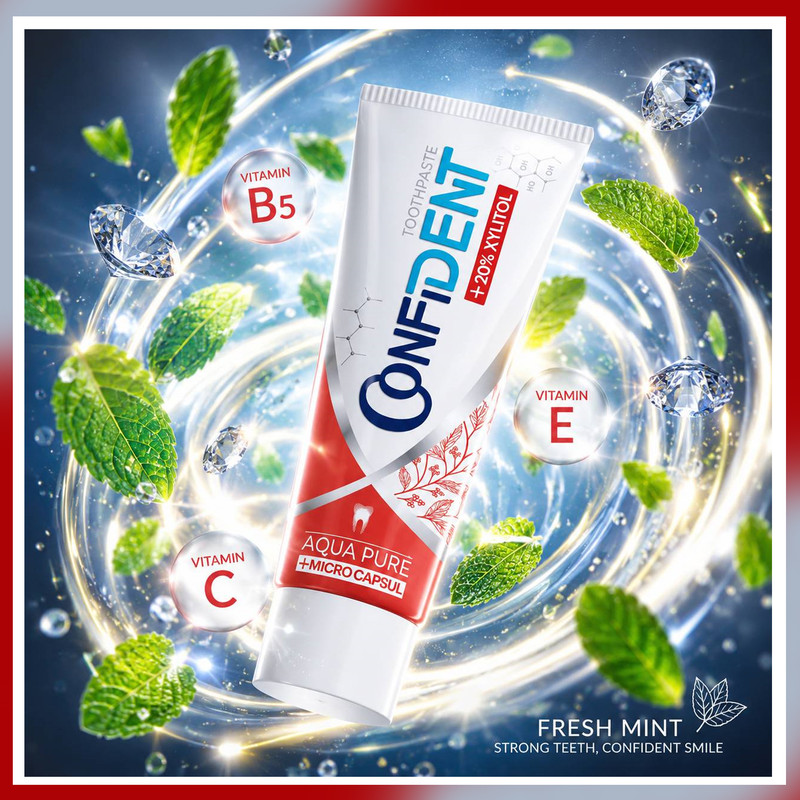 خمیر دندان ضد پوسیدگی کانفیدنت مدل Aqua-Pure03 مناسب برای انواع دندان حجم 100 میلی لیتر مجموعه 3 عددی
