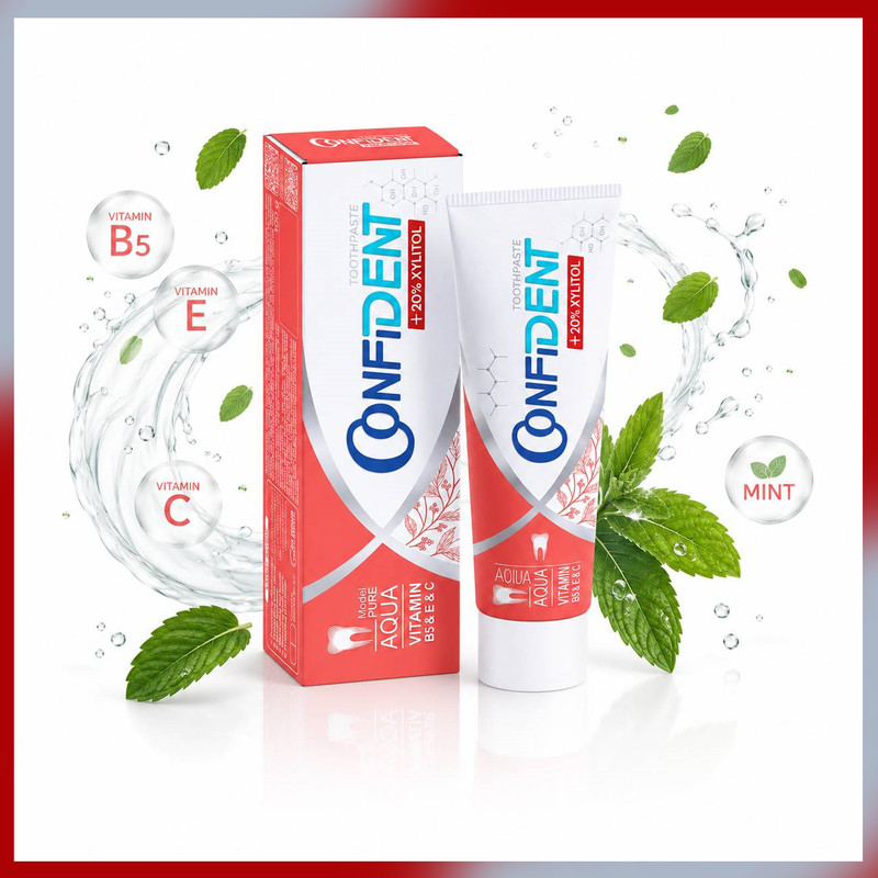 خمیر دندان ضد پوسیدگی کانفیدنت مدل Aqua-Pure06 مناسب برای انواع دندان حجم 100 میلی لیتر مجموعه 6 عددی