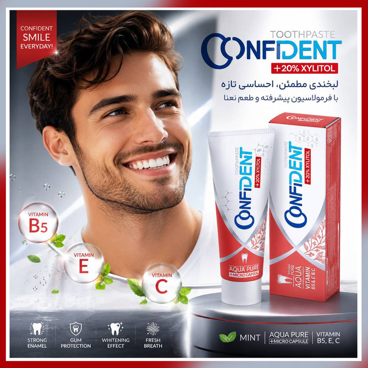 خمیر دندان ضد پوسیدگی کانفیدنت مدل Aqua-Pure04 مناسب برای انواع دندان حجم 100 میلی لیتر مجموعه 4 عددی
